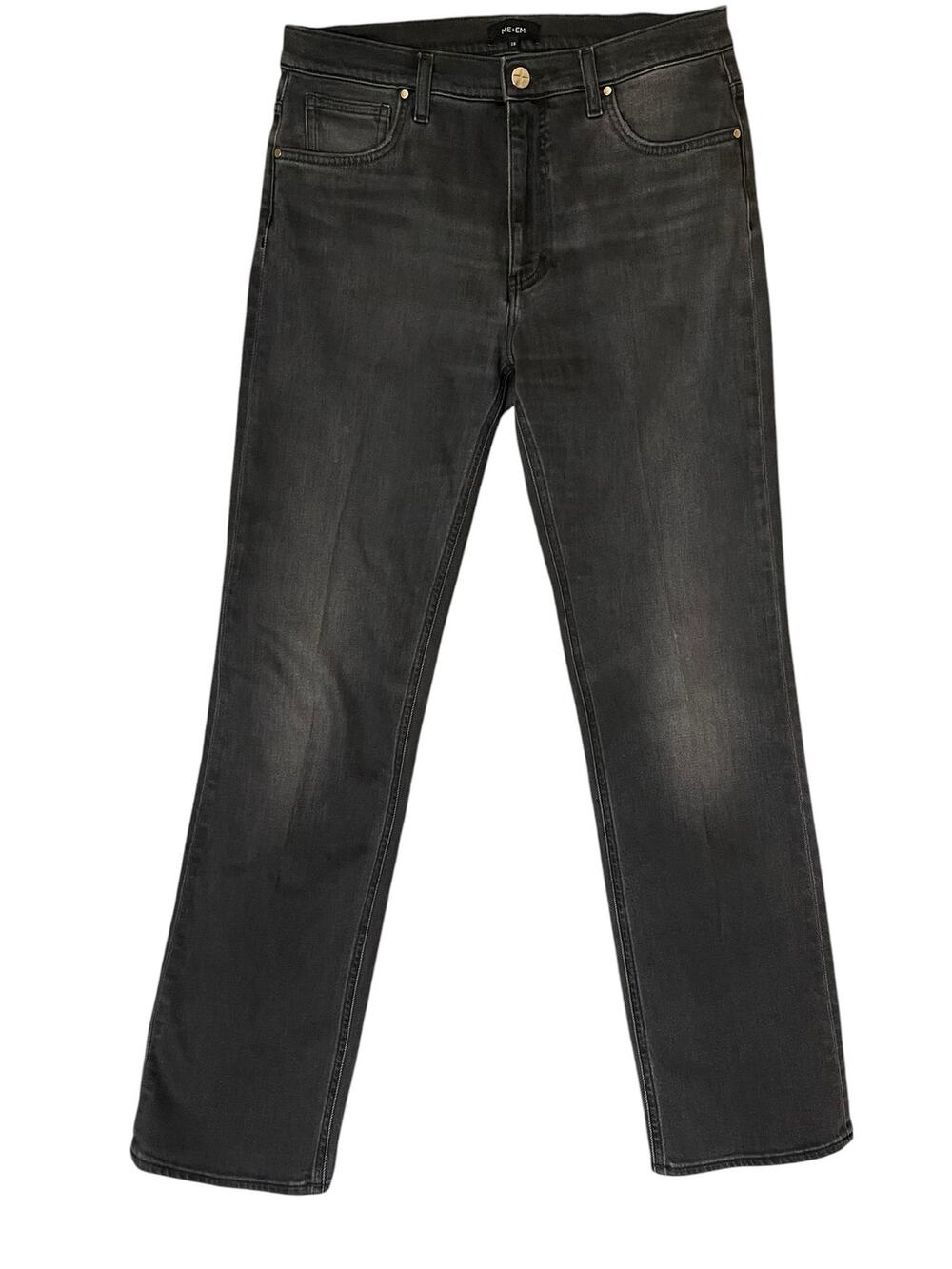 Me+Em Faded Black Straight Leg Denim Jeans Size 28 Minimalist Capsule Wardrobe